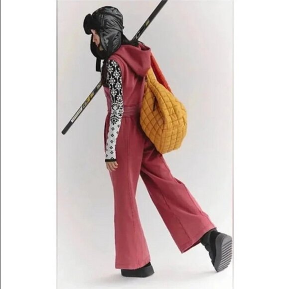 Free People FP Movement Making It Jumpsuit Sleeveless Hoodie Red S - Picture 2 of 9